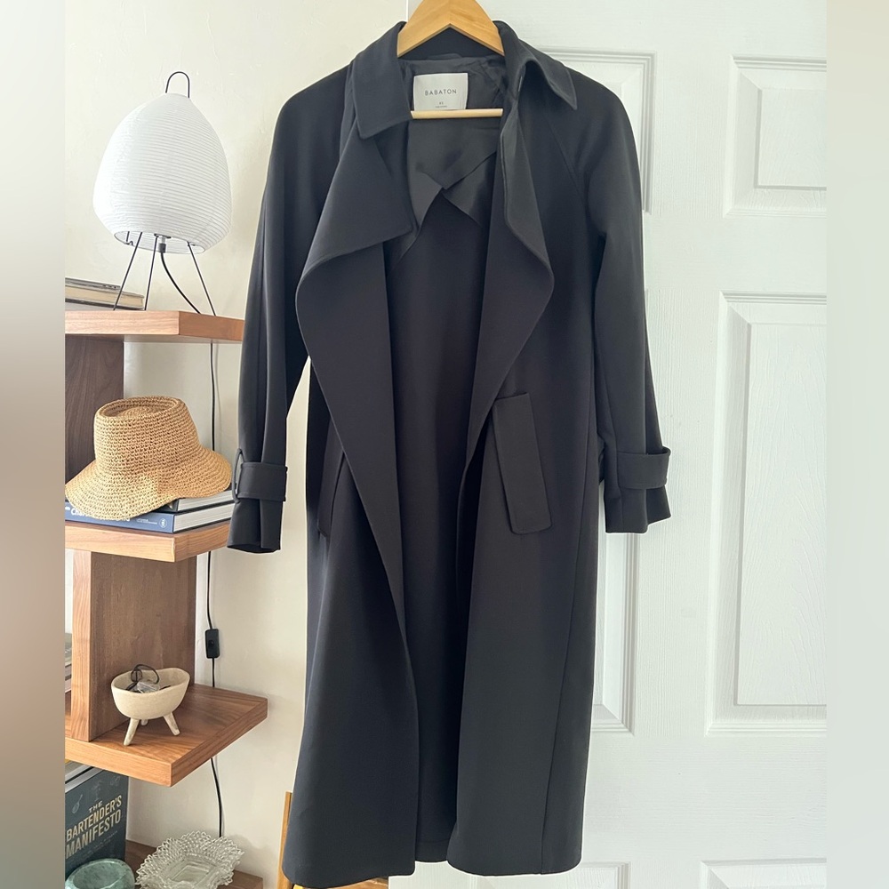 Babaton Black Trench Coat Classic Longline Style